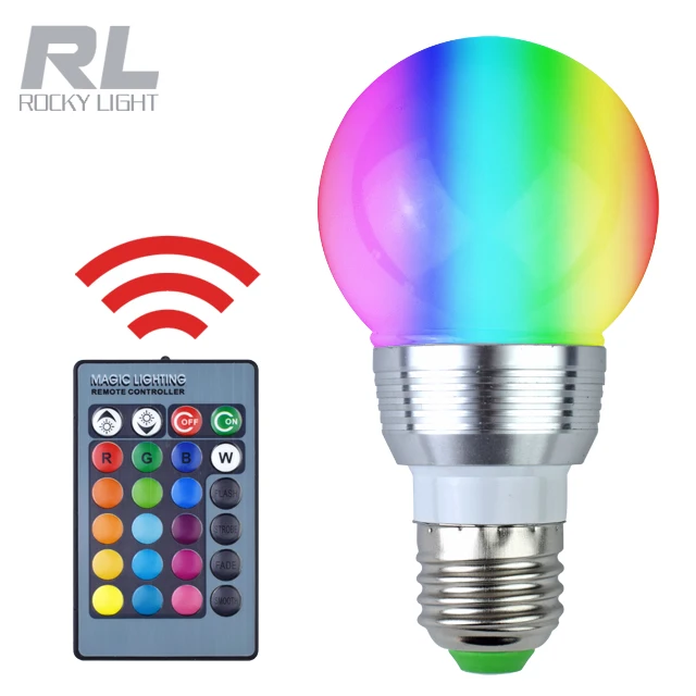 3W 5W 9W E27 base IR Remote Controller rgbw color changing light lamp led rgb bulb