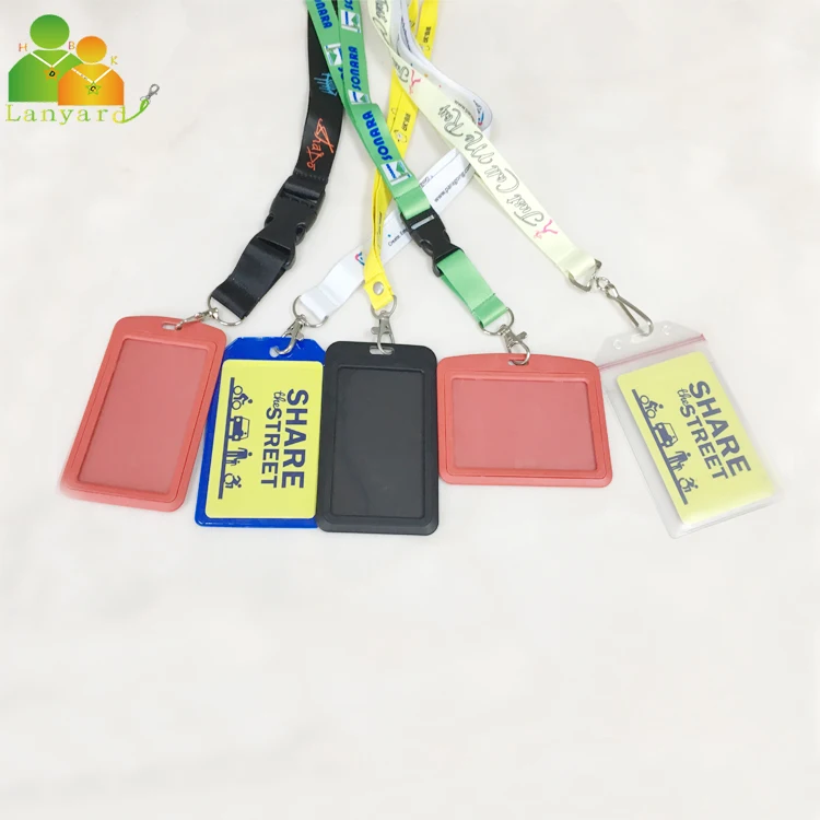 
Hot sale Eco-friendly custom plastic id card holder with custom sublimation polyester lanyard, ID card holder plastic 
