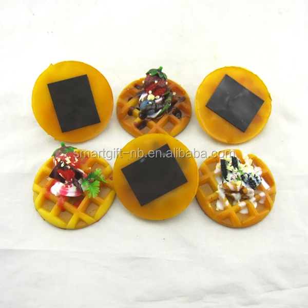 Artificial  Waffle Food with Fruit Dec Fridge Magnet  with Keychain