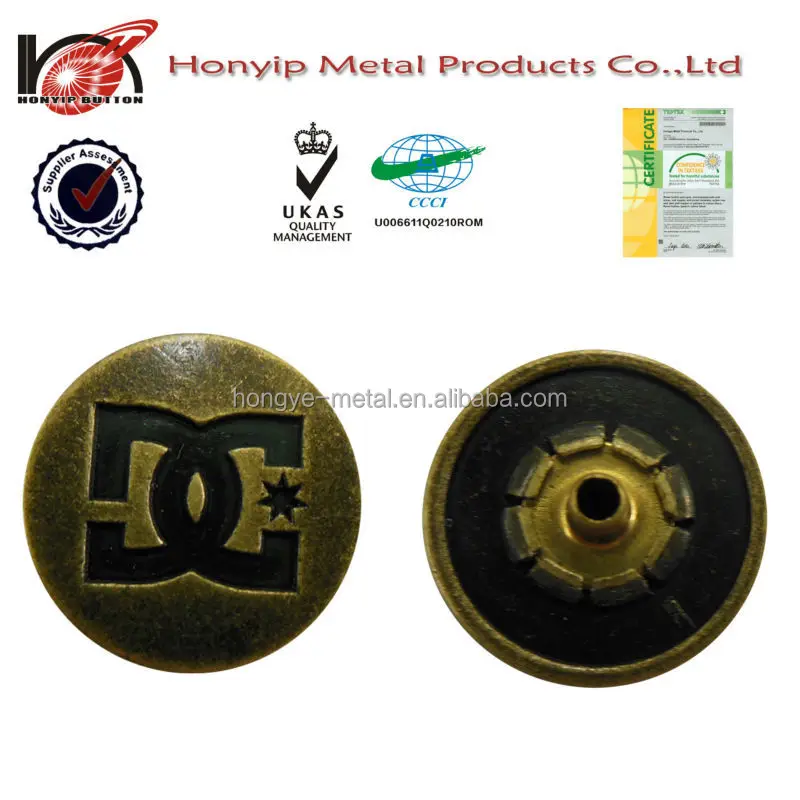 China Manufacturer Custom Fashion Clothing alloy Button