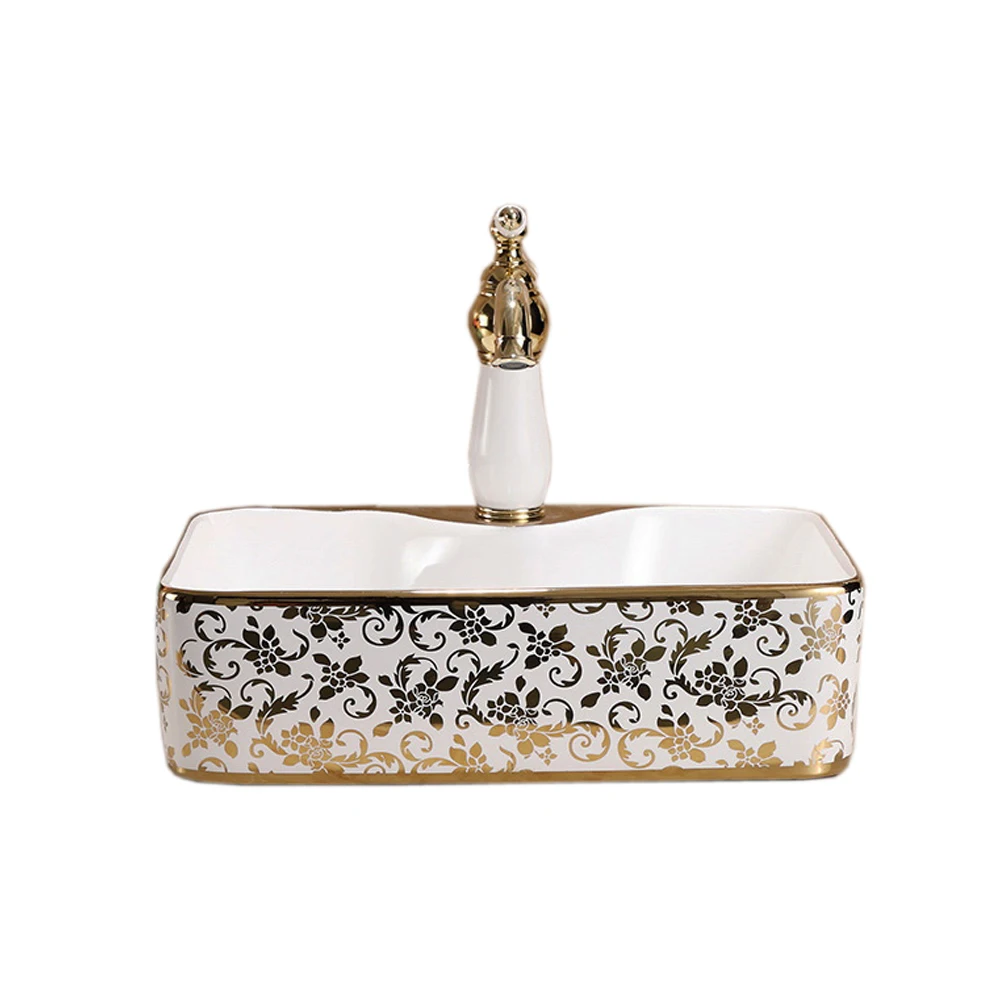
Golden sanitary wares basin hotel use bathroom ceramic gold color sink 