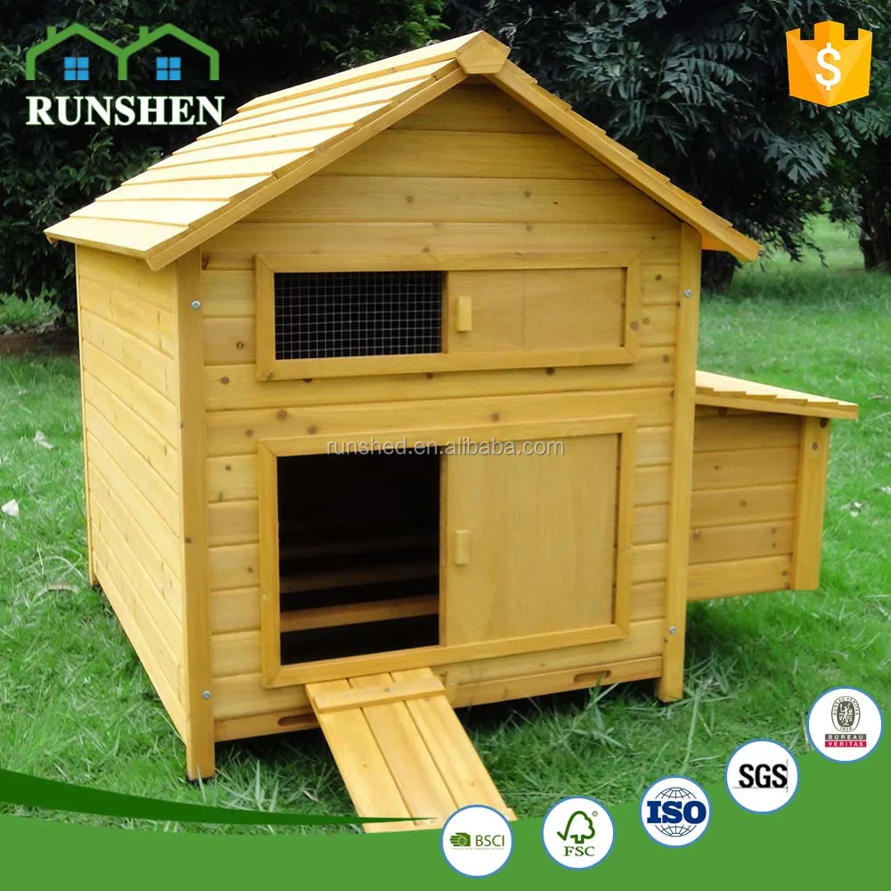 Movable Wooden Chicken Coop Two Layer Yellow Chicken Cage With Egg Nest Poultry Farm Outdoor Hen Pet Houses Cages