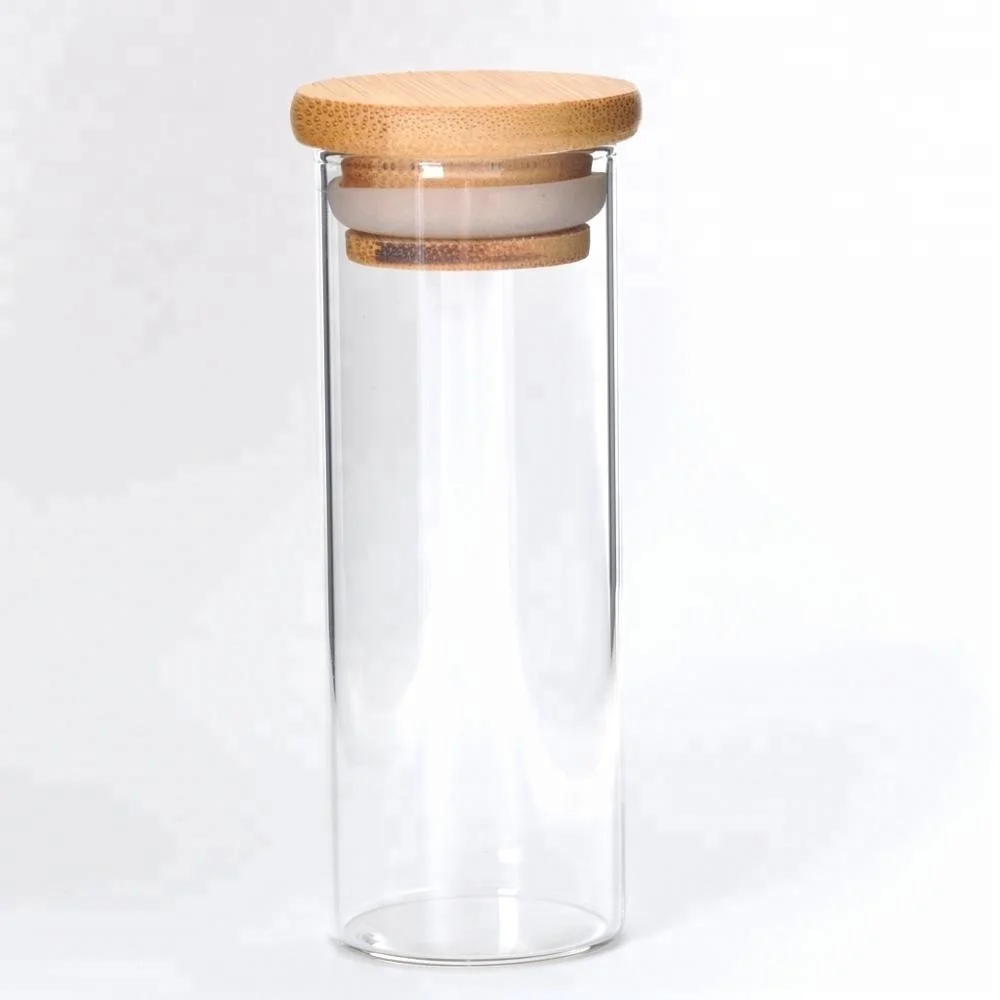 Glass bottle with bamboo lid airtight storage container for tea coffee sugar storage jar canister