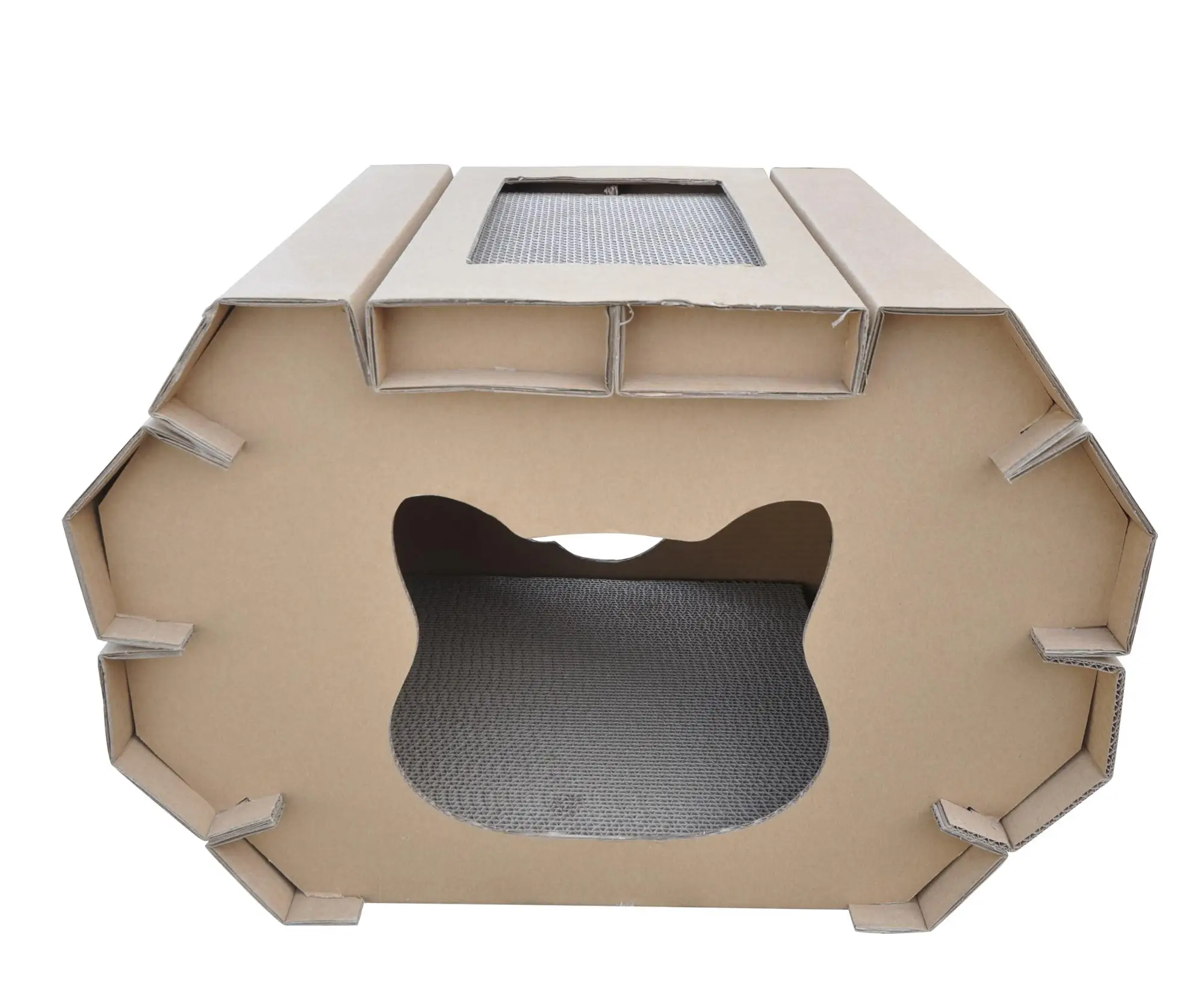 
Good qualtity customized pattern nice shape cheap cat cardboard house 