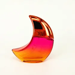 Factory Hot Sell Moon Shape Perfume Glass Bottle PUMP Sprayer Screen Printing 50ml Customized