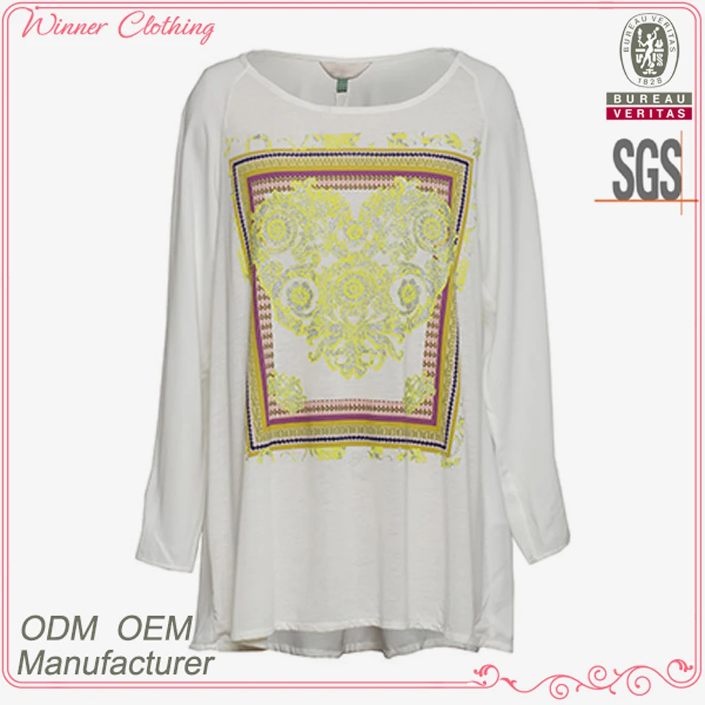
Best quality new fashion designs long sleeves round neckline women white t-shirts 