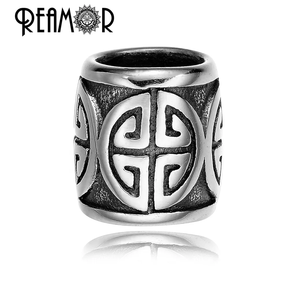 Длинные тибетские бусины REAMOR из нержавеющей стали с большим отверстием металлические бусины-разделители для изготовления ювелирных изделий «сделай сам» оптовая продажа фурнитура