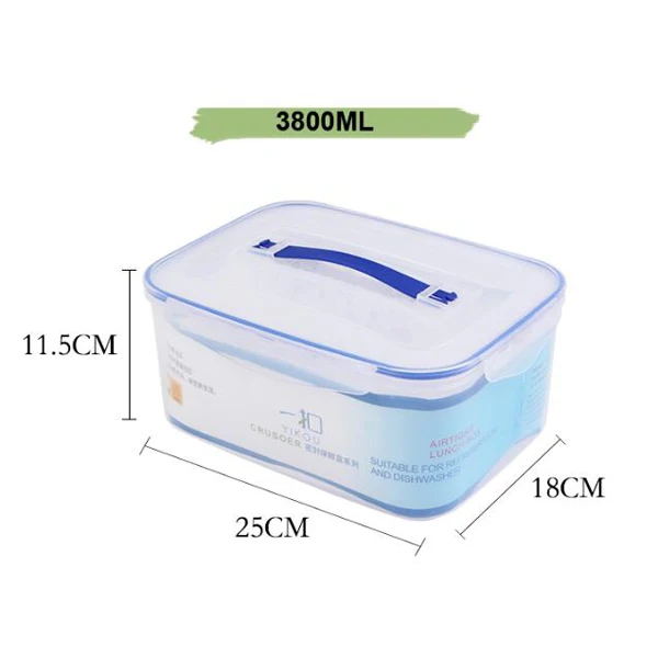 3800 мл BPA бесплатно Воздухонепроницаемой холодильник чистый PP пластиковый ящик для хранения мыть в посудомоечной машине, контейнер для еды с ручкой и защелкой