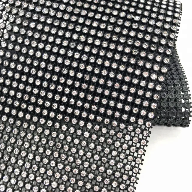 va012 wholesale SS6 30rows plastic crystal mesh trim rhinestone mesh plastic for decoration