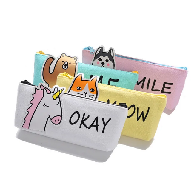 Creative Kids Animal Pencil Bag Triangle Canvas Stationery Backpack