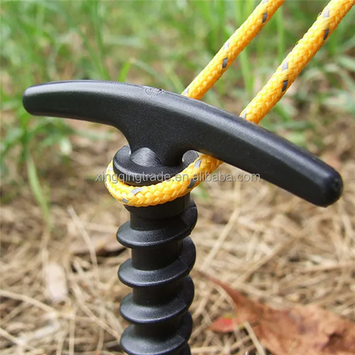 Outdoor Ultralight Camping Tent Stakes Pegs Pins Plastic Nylon Screw Spiral Nails Awning Trip Kit