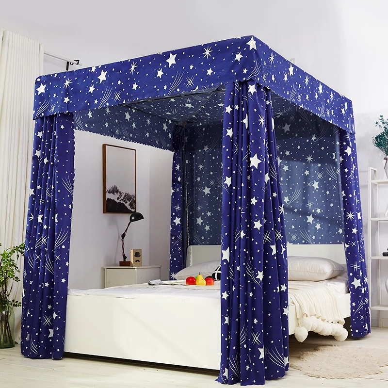 Starry Sky  Luxury Printed Fabric Customize Size Including Mosquito Net stands Fashion Adult Home Bed Curtain