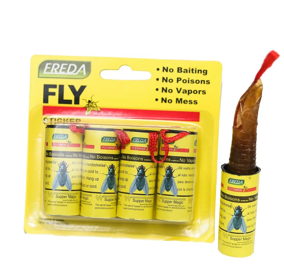 Fly Glue Trap Sticky Flies Catcher Ribbons Strips Hanging Fly Paper Ribbons For Sale