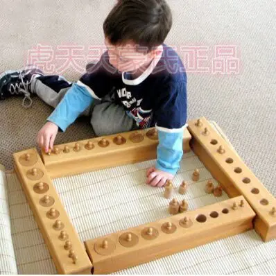 Монтессори Учебные Пособия: Блока Цилиндров (Набор из 4) Деревянные Развивающие Детские Игрушки