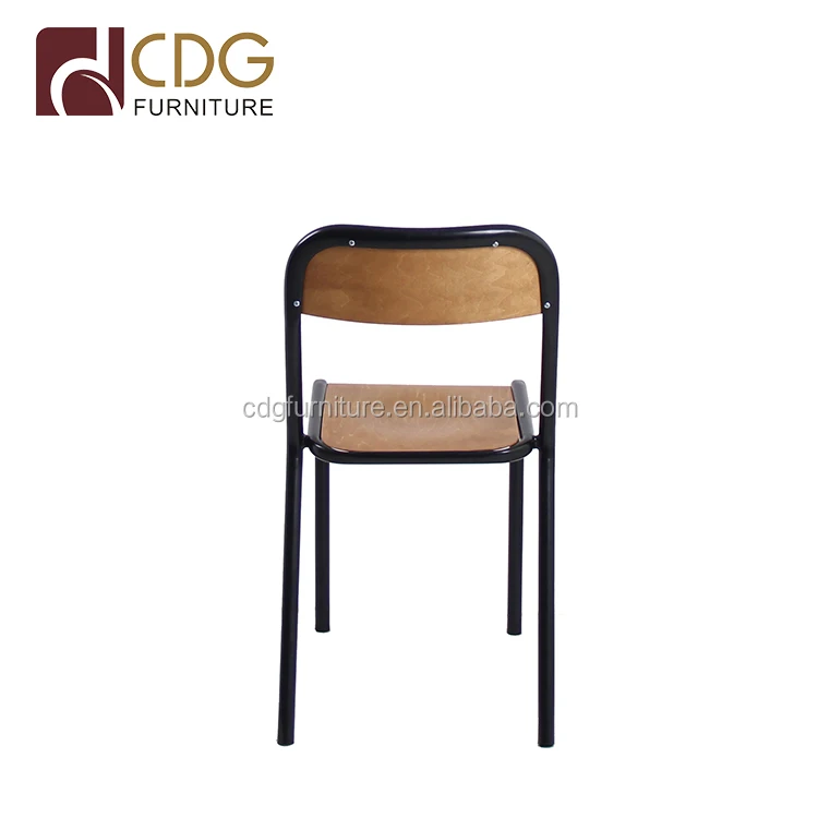 French Black Mid-Century And Modern Ergonomic Industrial Chair  European Wooden Seat Restaurant Cafe Chair