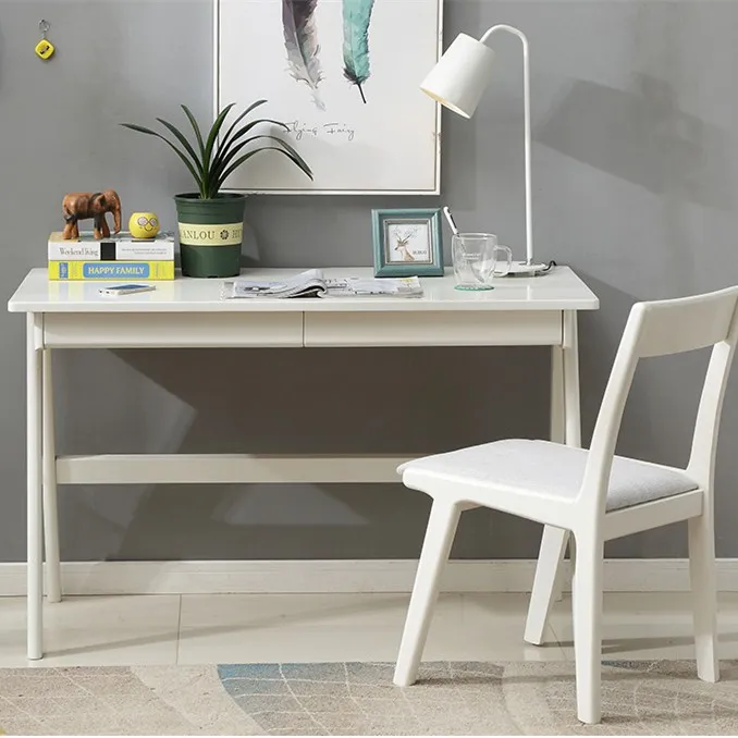 Brief Modern White Home Writing Table High Quality Solid Wood Desktop Computer Desk