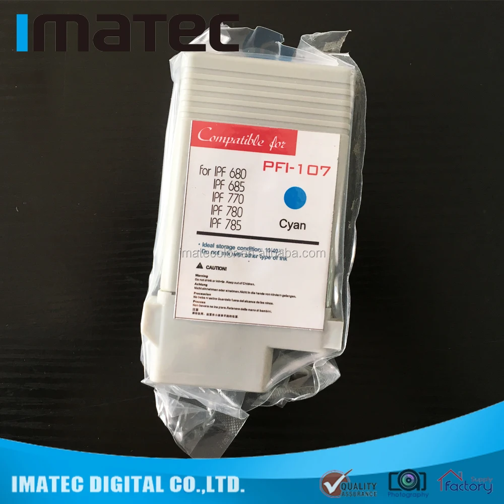 Compatible Full Refill PFI 107 Ink Cartridge for Canon iPF 770, 130ML for C M Y K MBK