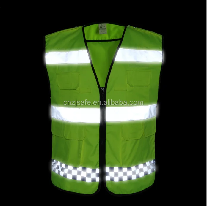 high visibility reflective tape with zipper safety vest