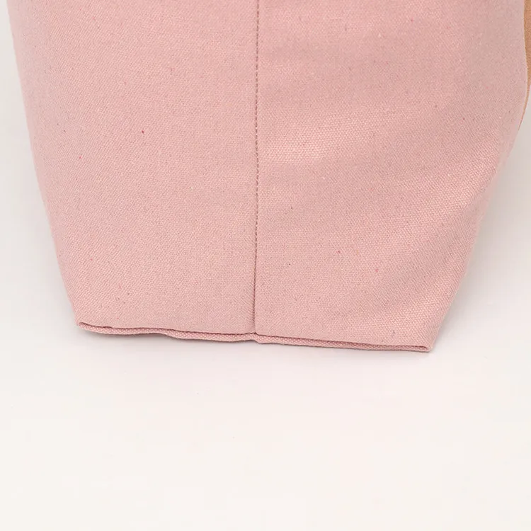 100% cotton canvas gold printing pink tote bag with logo