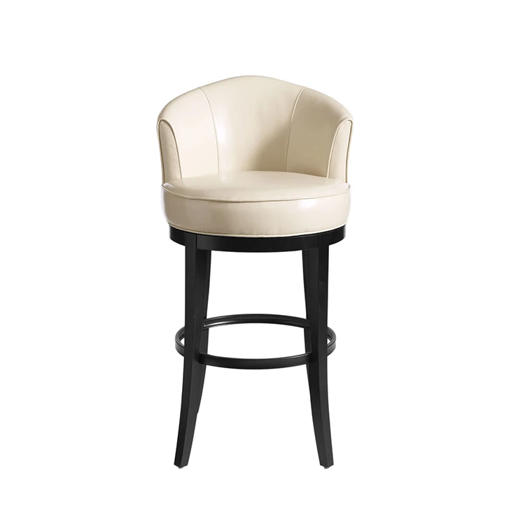 White leather round shape bar stool chair
