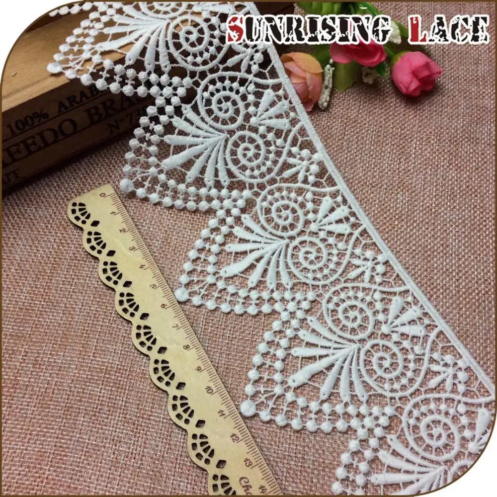 Пользовательская Корейская белая вышивка гипюр кружевная отделка