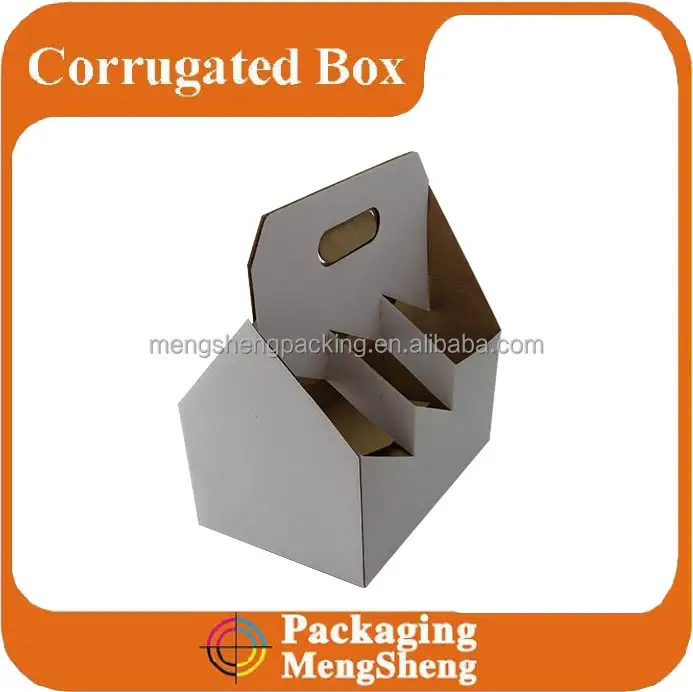 Custom white cardboard 2 beer bottle carry box