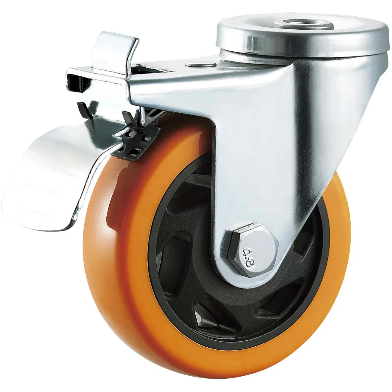 STI PU Orange Caster Wheel 75 100 125 mm