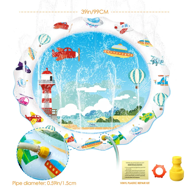 Termichy Summer Outdoor garden toy oscean fish design inflatable water splash play mat