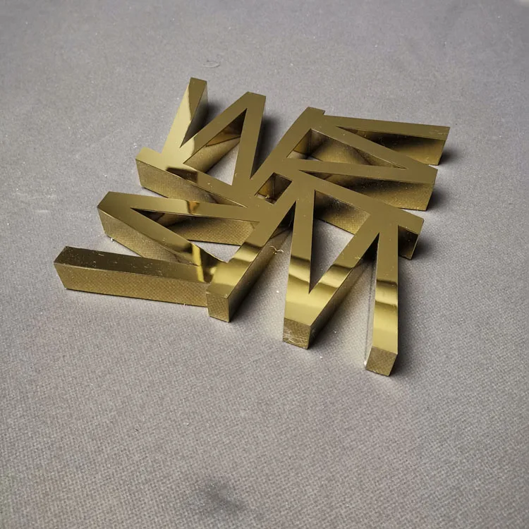 
3D Stainless Steel Logo Decorative Custom Metal Channel Letters Mirror Gold Letters Sign 