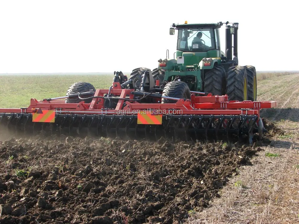 big type huge duty farm tractor use hydraulic combined land preparation machine with disk harrow, disk plough