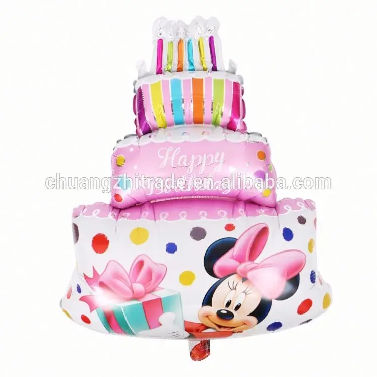 Big size foil balloons tilt crooked candle happy birthday party balloon cake shaped balloon wholesale cake decorating supply
