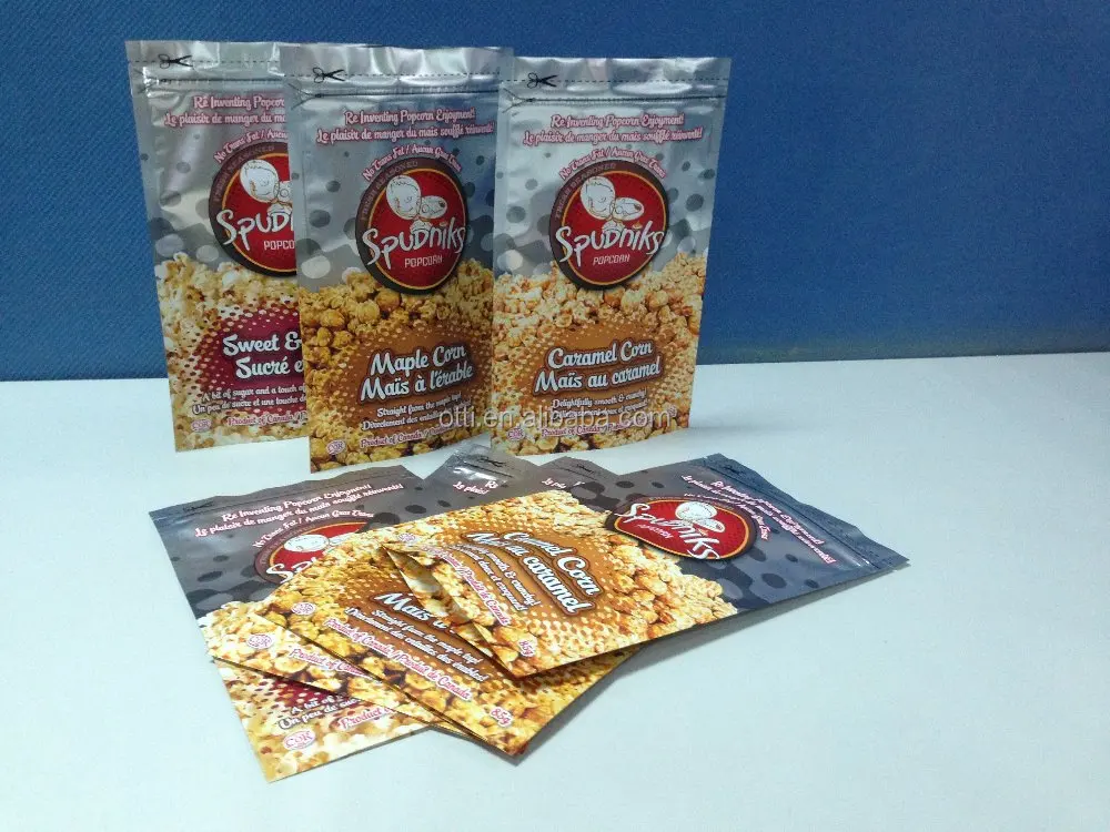 
2018 China supplier customize flat bottom pouch popcorn paper bag with zipper 