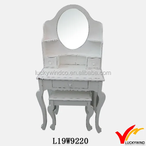 Французский старинный потертый шик Мел белый туалетный столик