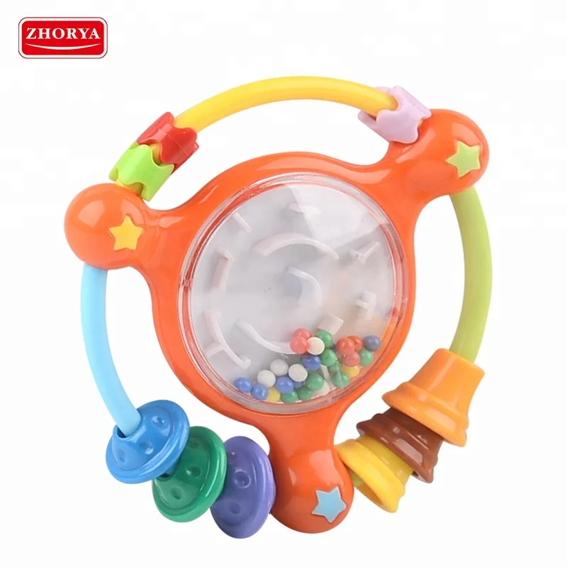 Safe toys shaking bell play ringing rattle hanging with blister card