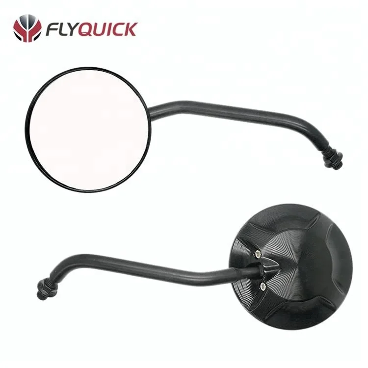 CNC Aluminum Black Convex Glass Round Motorcycle Rearview Mirrors
