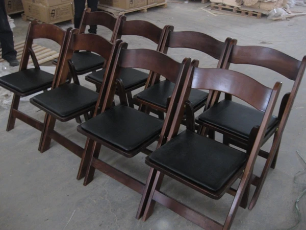 Outdoor Dark Fruit Wood Folding Wedding Chairs with Padded Seat Party Event Wimbledon Dining Chair