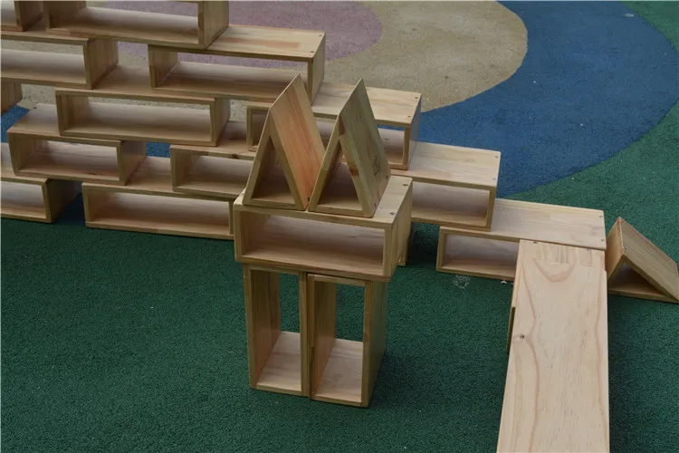 Goodkids Popular Large Hollow Natural Color Pyramid Unit Blocks Educational Outdoor Toys