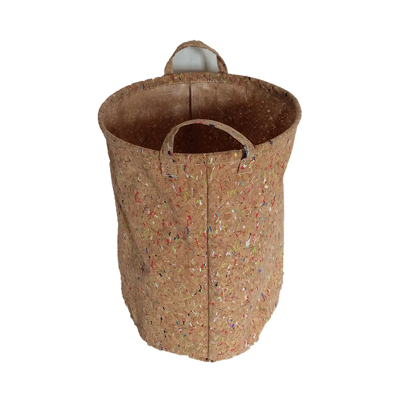 Wooden Fabric Cork Folding Baskets With Waterproof Handle Laundry Hamper For Sundries Clothes