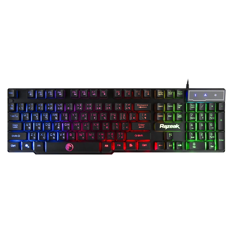Hot Selling Custom Gamer Keyboard Laser Character Rainbow LED Backlit 104Keys Classic Layout Wired Gaming Keyboard for Computer