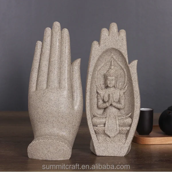Custom wholesale Resin sandstone sculpture fengshui products buddha hand sculpture