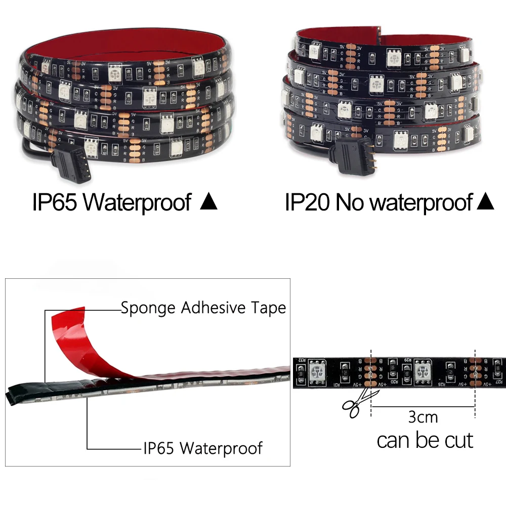 Wholesale backlight waterproof zigzag 5V 3.7V 6V smd 5050 powered USB rgb  led strip