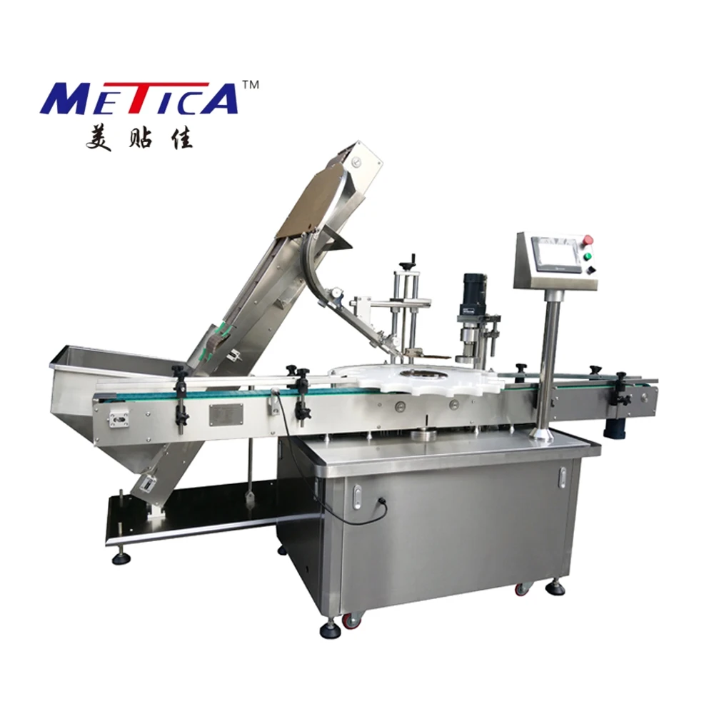 Automatic plastic bottle/glass jar capping machine with lifting machine