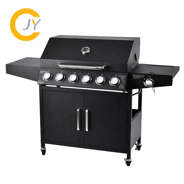 Outdoor Camping Cooking BBQ Grill Stainless Steel 6+1 Burner TableTop Propane Gas Grill