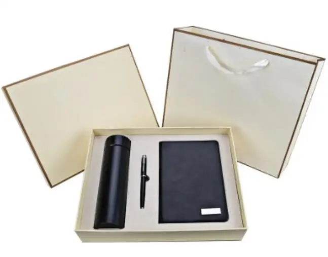 2018 leather notebook with water bottle and pen business gift set office gift set