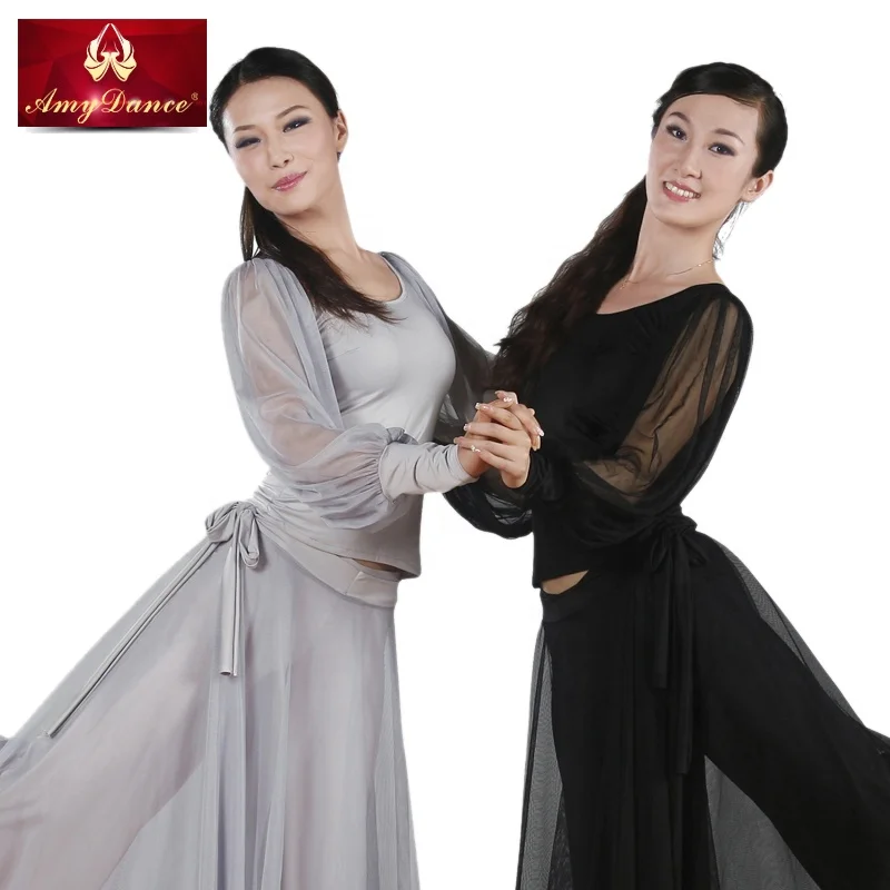 Fashion dress net lantern sleeve ballroom square dancing clothes