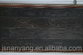 High gloss antique black oak parquet engineered wood flooring