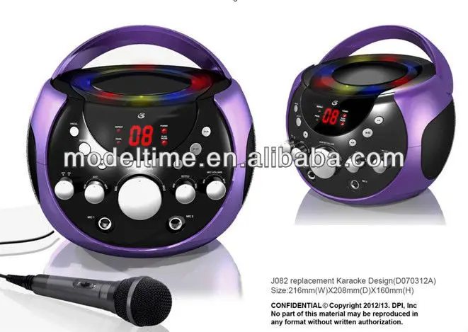 
Portable CD Player Boombox with bluetooth and Karaoke /1 microphone and dual mic jacks 