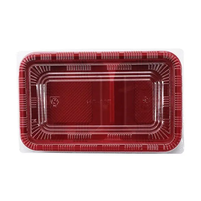 Customize two compartment red takeaway PP blister pack lunch box disposable food containers