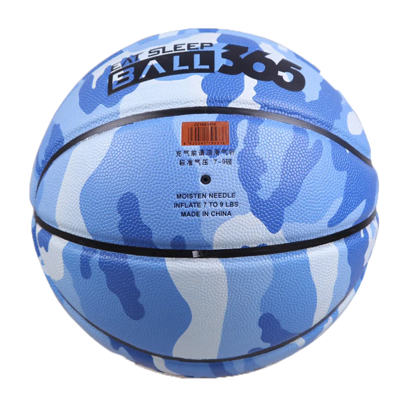 Size 7 Rubber Bladder Training 8 panels blue Basketball for apparel promotion