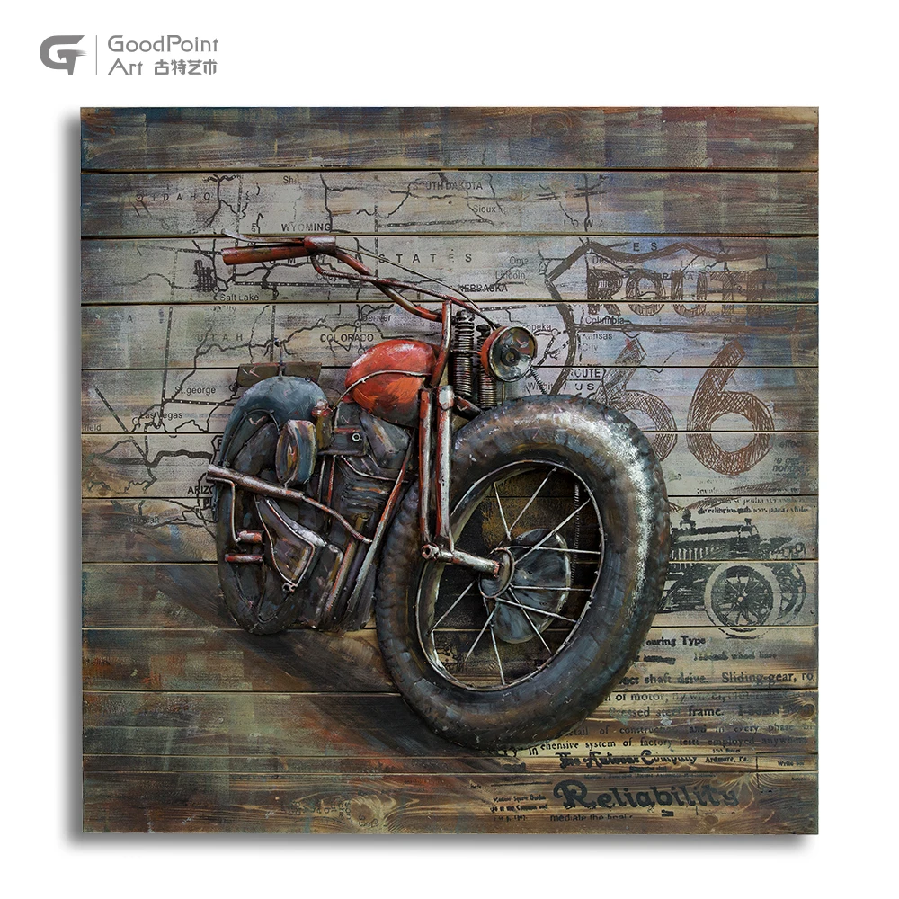 
Eco-friendly homeware 3d shadow box wall art painting new rustic metal car art 